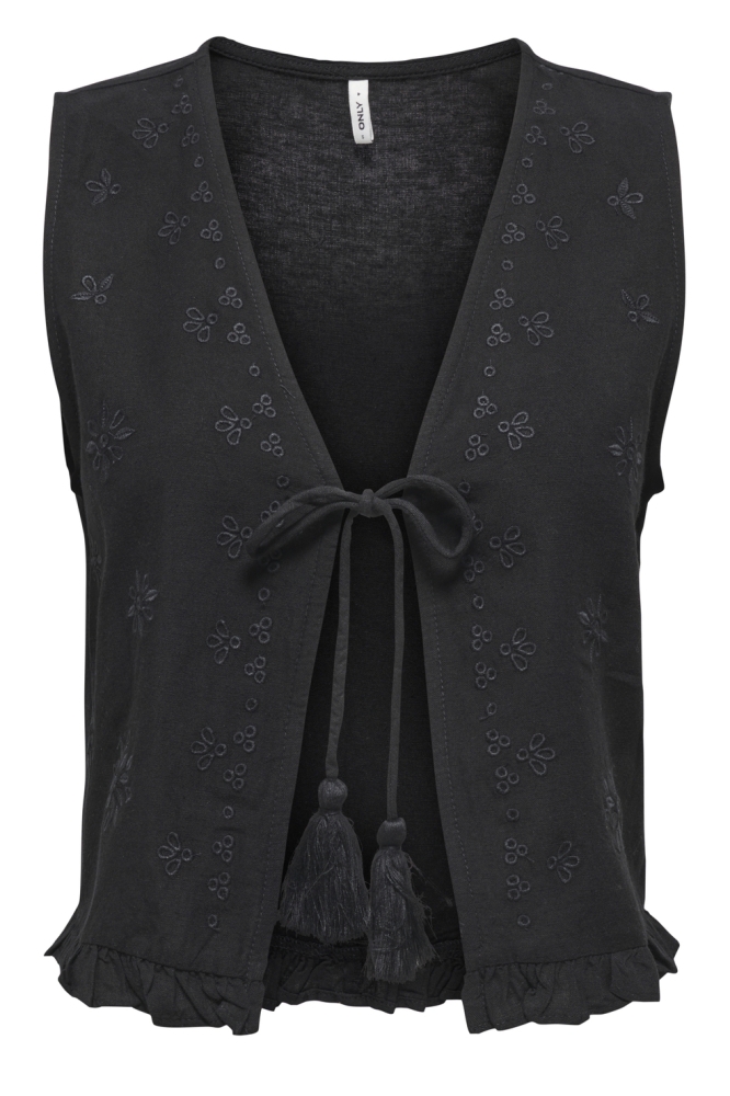 ONLJAKIRI LINEN S/L EMB VEST PTM 15346503 BLACK